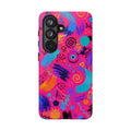 Neon Retro Abstract Tough Phone Case — 80s Brushstroke Pattern