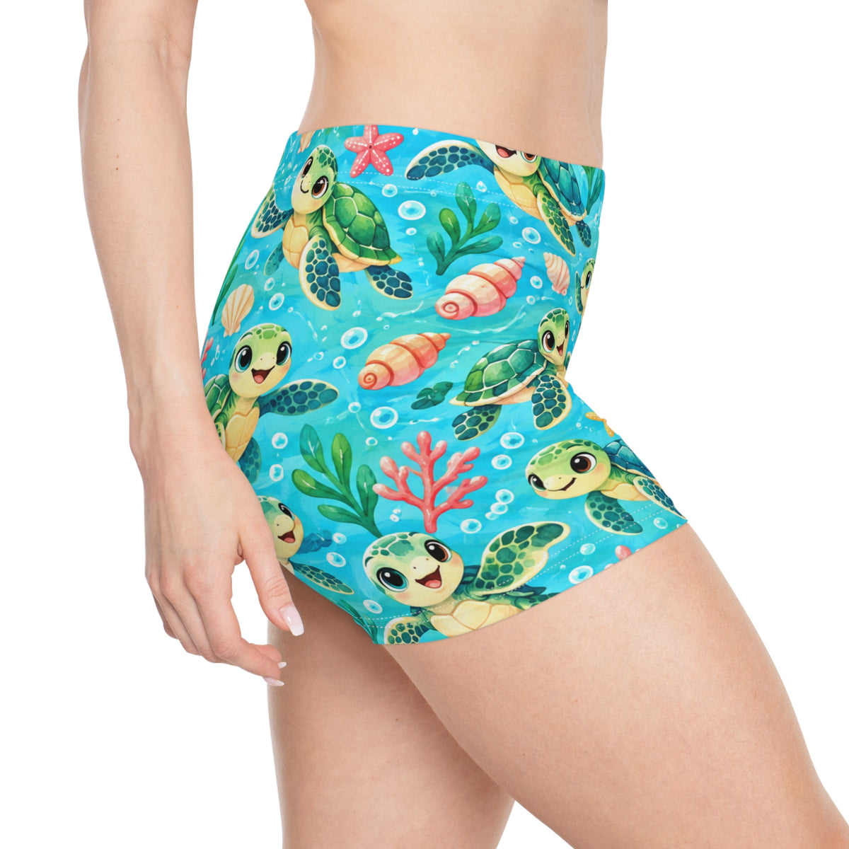 Cute Sea Turtle Pattern Women's Shorts | Ocean Turtle Swimwear Beachwear