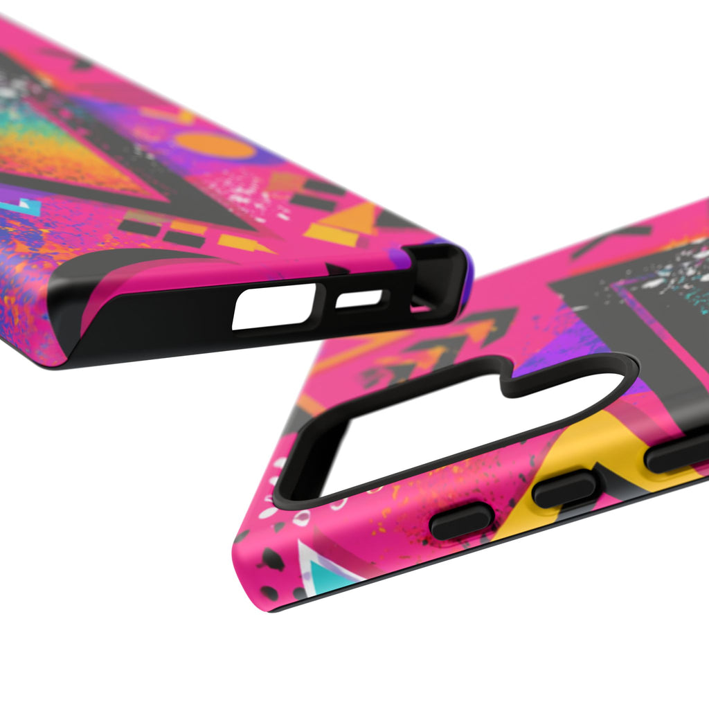 Retro 80s Geometric Phone Case — Neon Triangle Tough Case