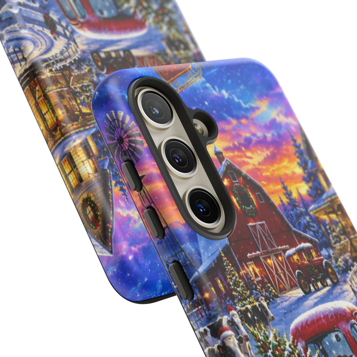 Christmas Farm Phone Case — Vintage Red Truck in Snowy Holiday Scene