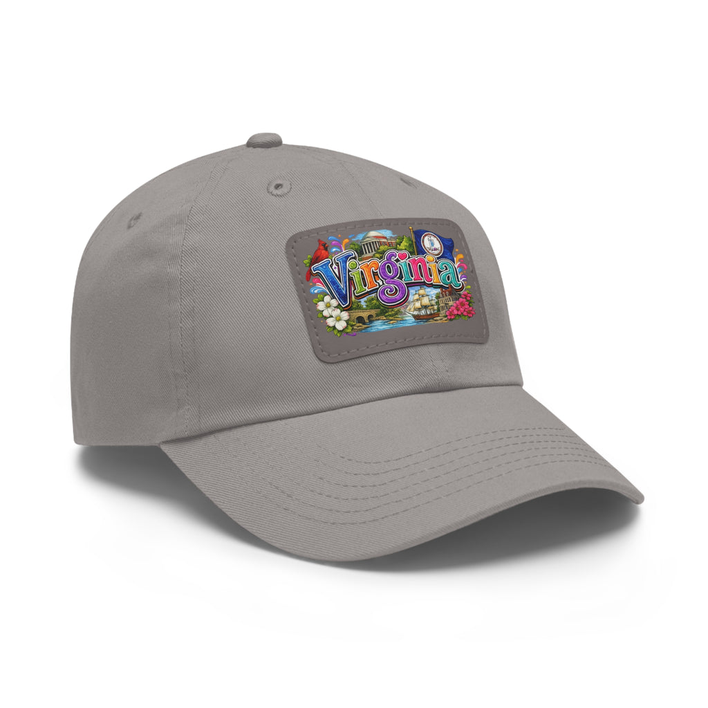 Virginia Postcard Patch Dad Hat | Leather Rectangle State Patch