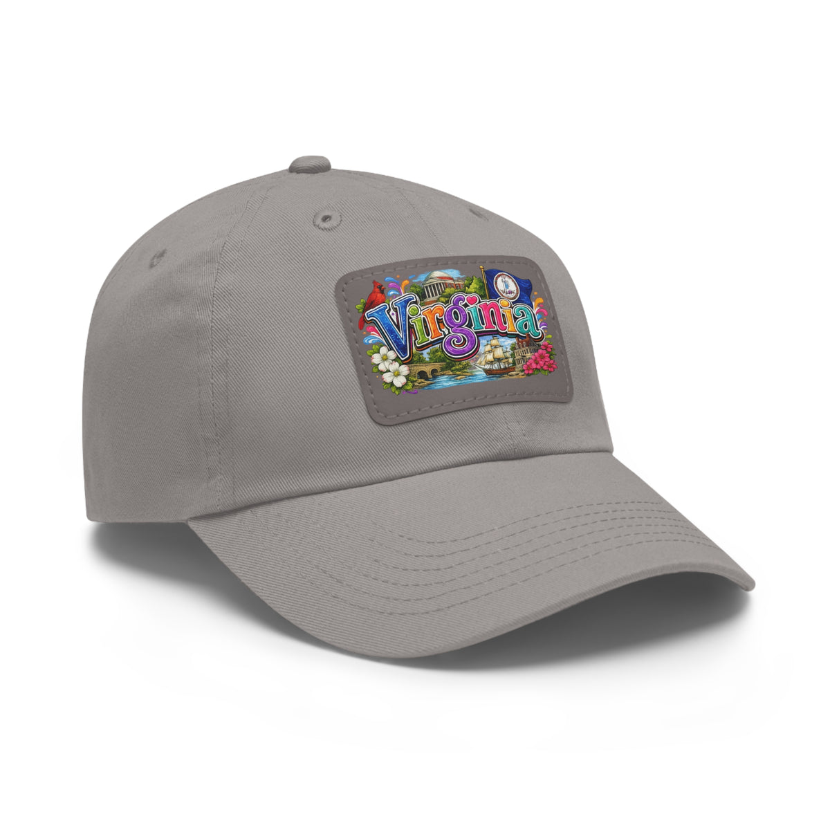 Virginia Postcard Patch Dad Hat | Leather Rectangle State Patch