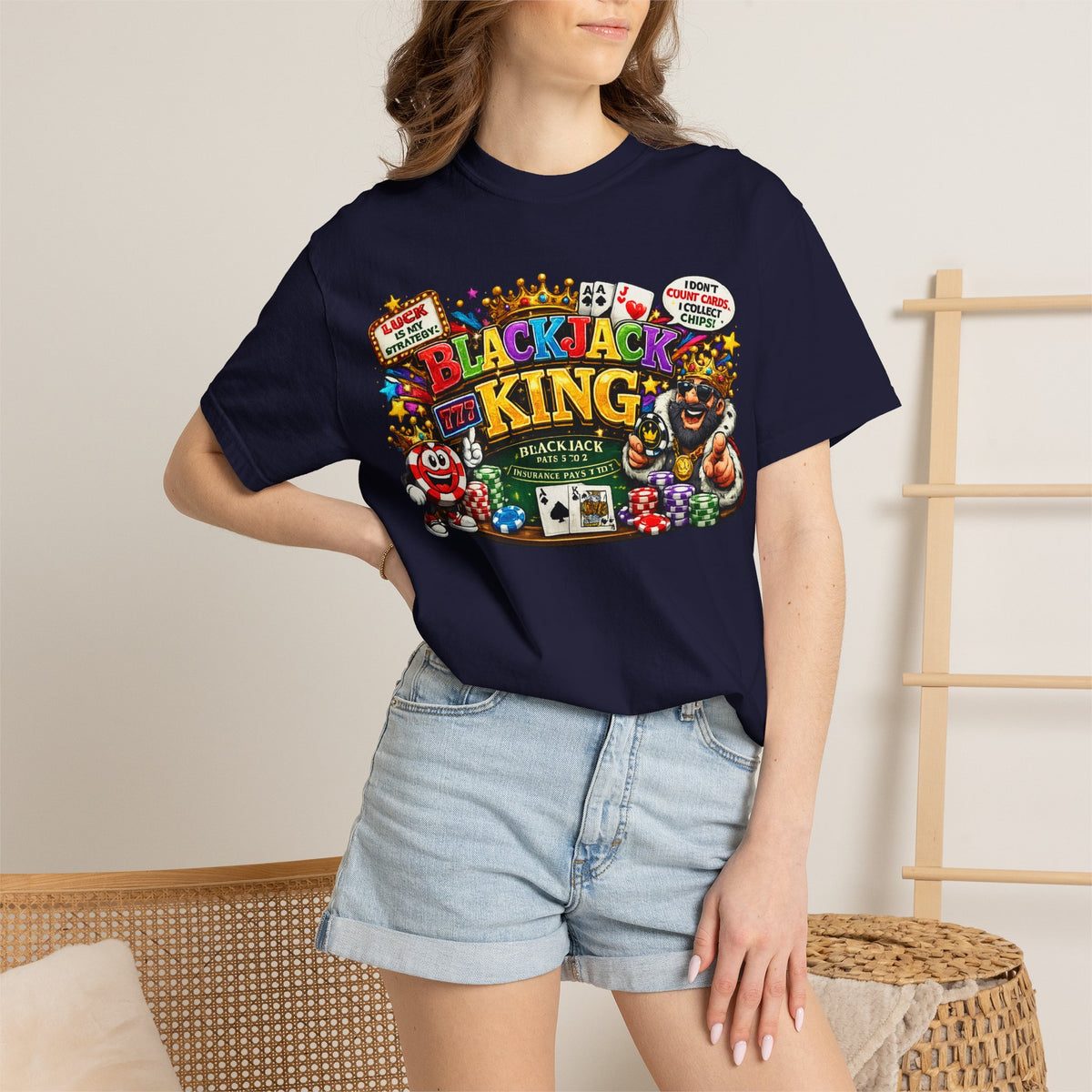 Blackjack King graphic T-shirt | Casino Playing Cards, Chips Design