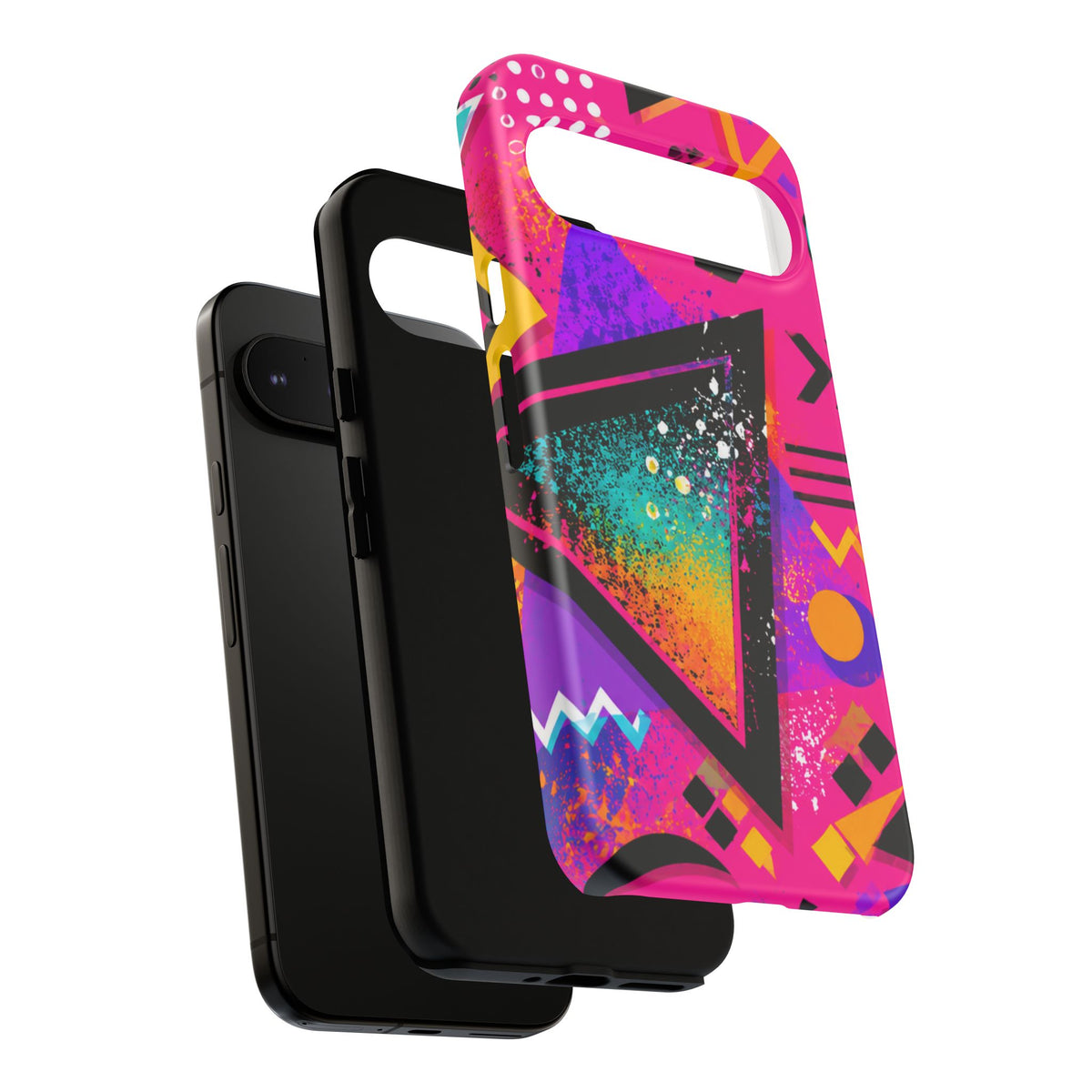 Retro 80s Geometric Phone Case — Neon Triangle Tough Case