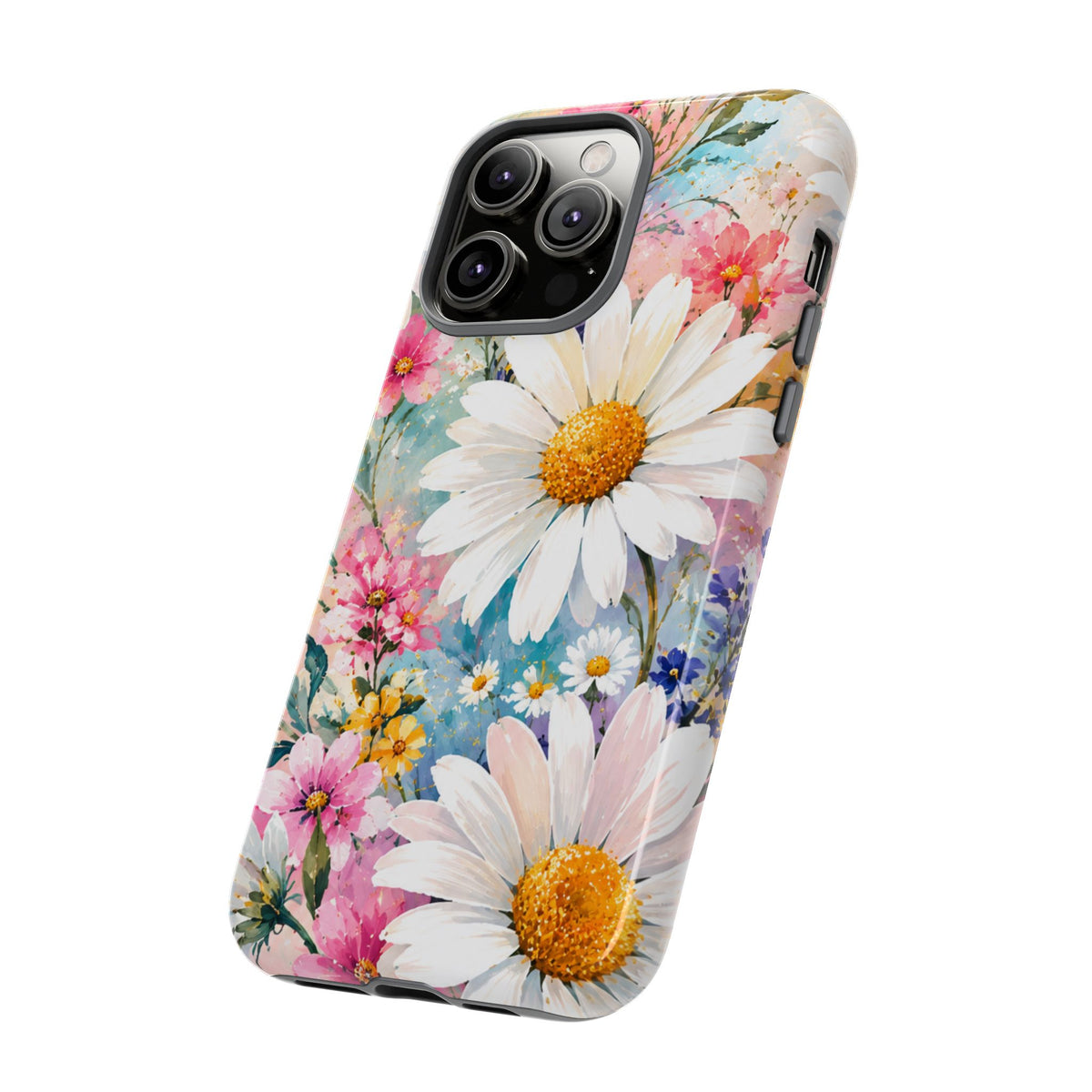 Floral Daisy Phone Case — Watercolor Daisies Protective Tough Case