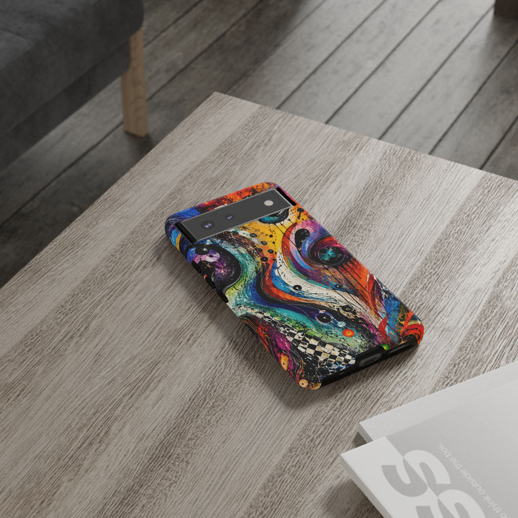 Abstract Cosmic Swirl Phone Case — Colorful Artistic iPhone Tough Case