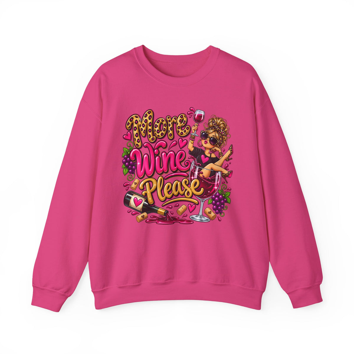 More Wine Please Sweatshirt — Funny Wine Lover Crewneck
