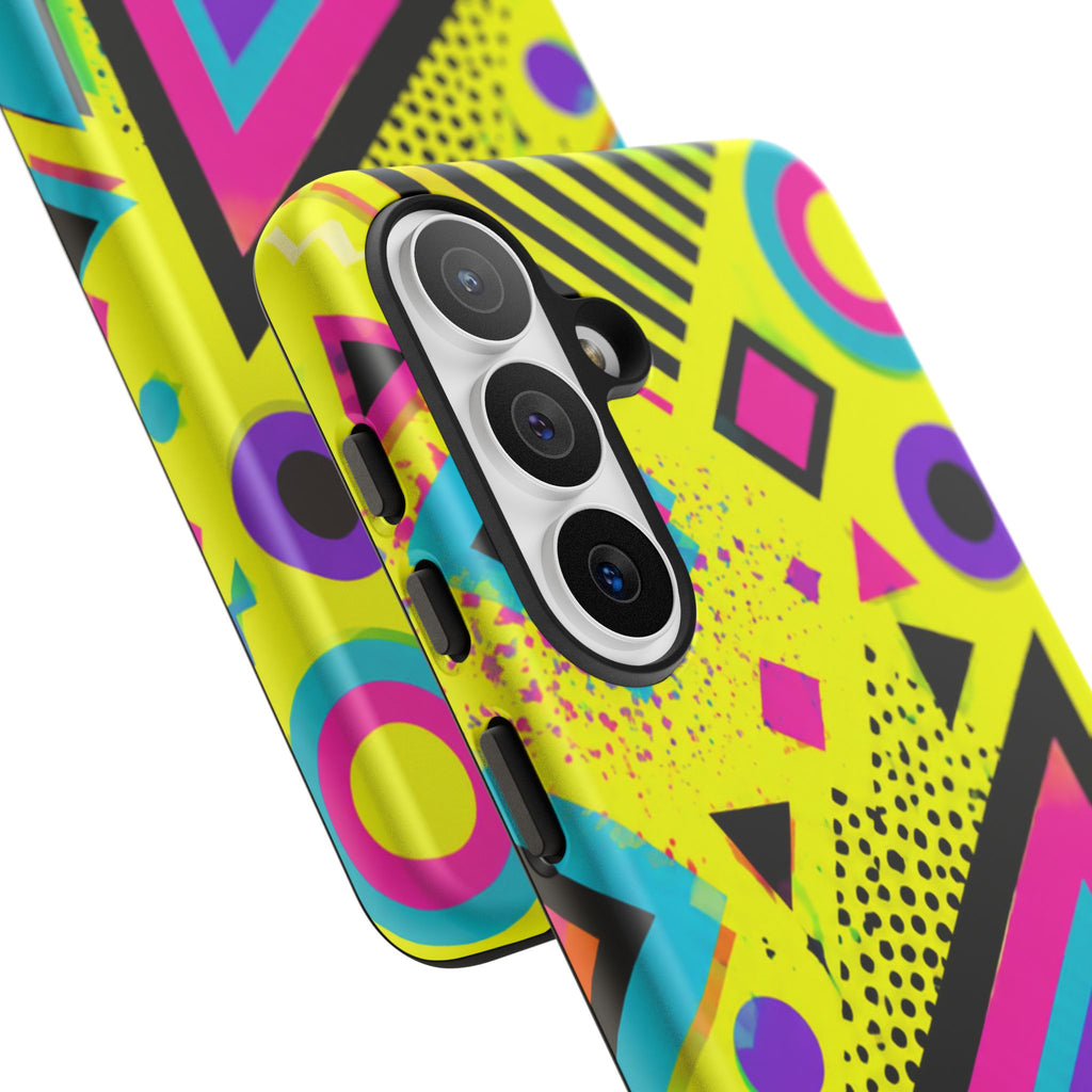 Retro 80s Geometric Phone Case — Neon Memphis Triangle Design