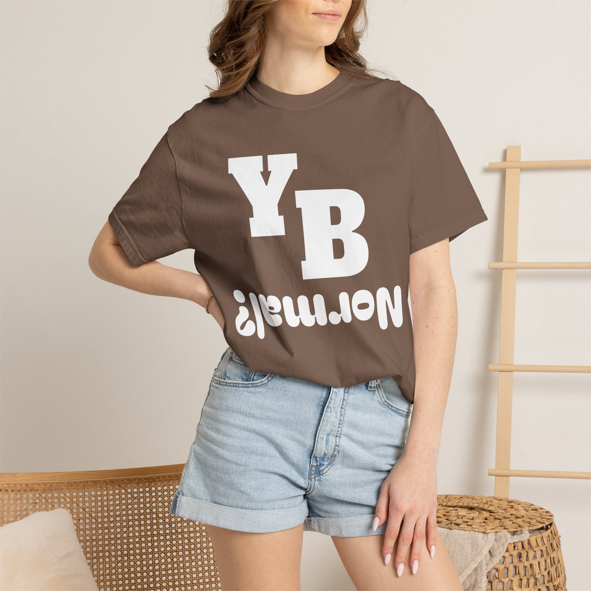 Funny 'YB ¿Normal?' Graphic T-Shirt — Upside-Down Retro Typography Tee