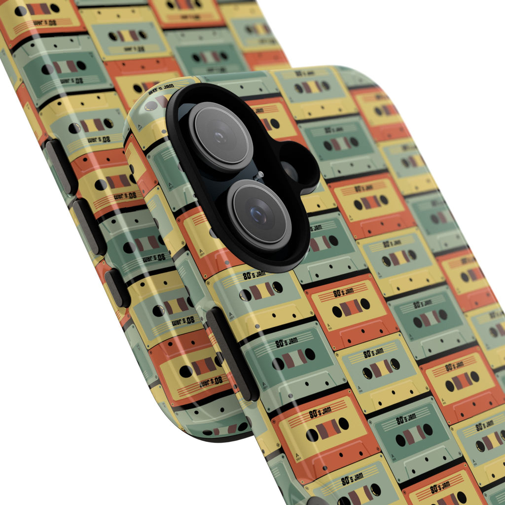 Retro Cassette Tape Phone Case — Vintage Music Pattern Tough Case