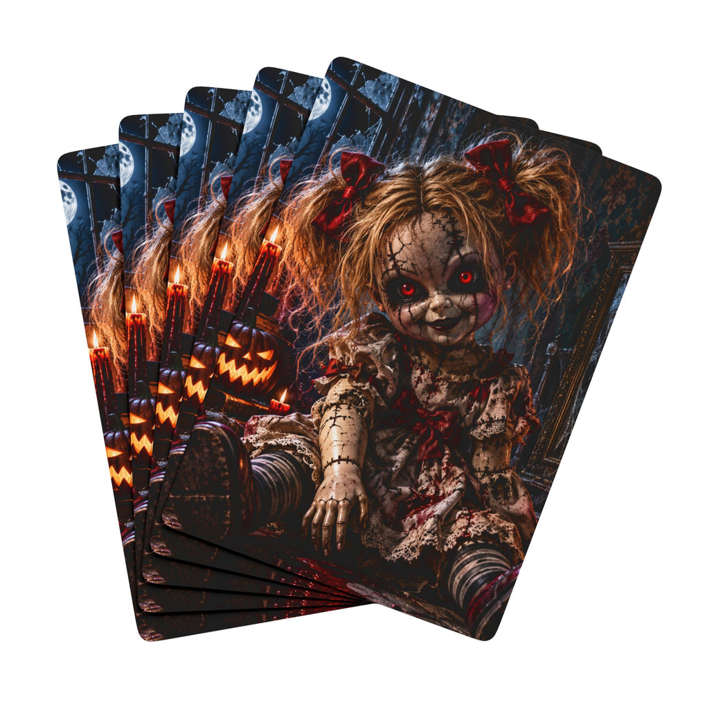 Creepy Doll Horror Poker Playing Cards — Halloween Gothic Card Deck