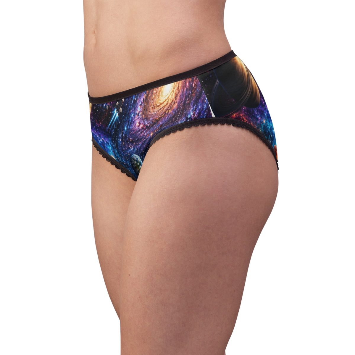 Galaxy Print Women's Briefs — Cosmic Planet Pattern All-Over Print