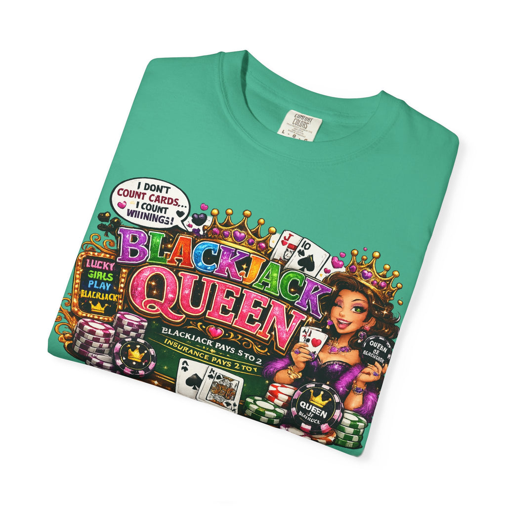 Blackjack Queen T-shirt | Casino Card Dealer Illustration