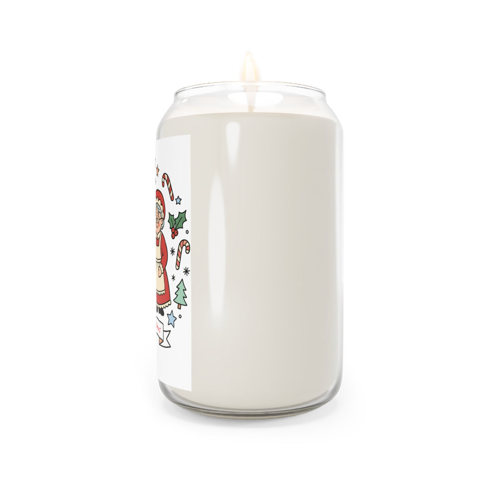 Santa and Mrs Claus Illustration Candle | Christmas Soy Candle