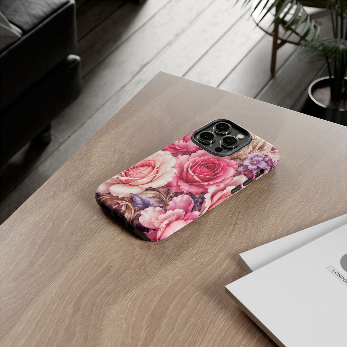 Pink Vintage Roses phone case | floral iPhone cover