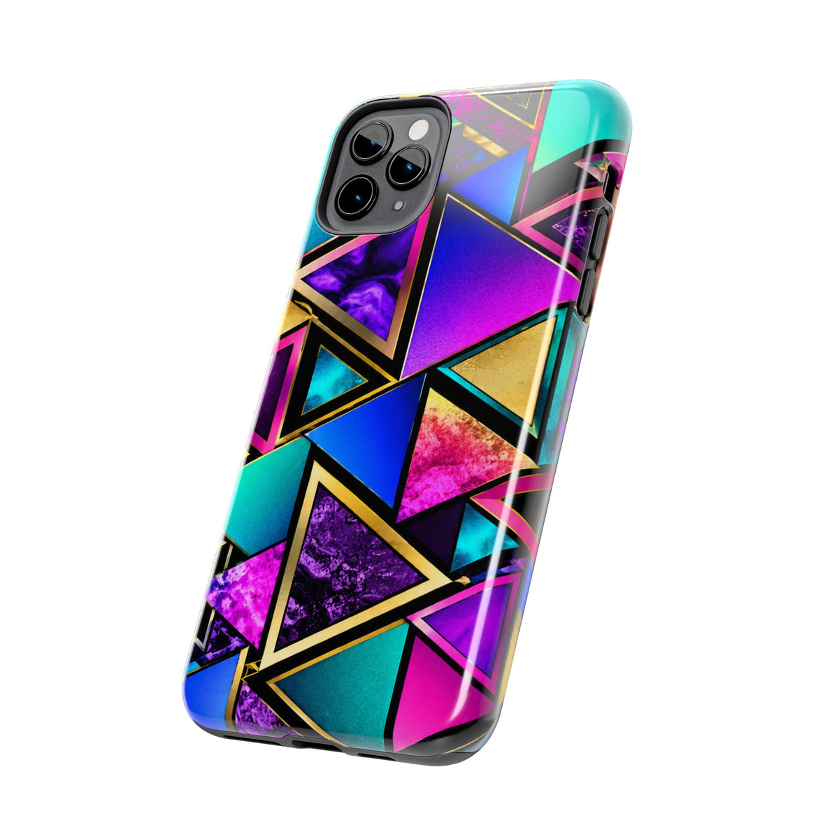 Geometric Neon Triangles Tough Phone Case