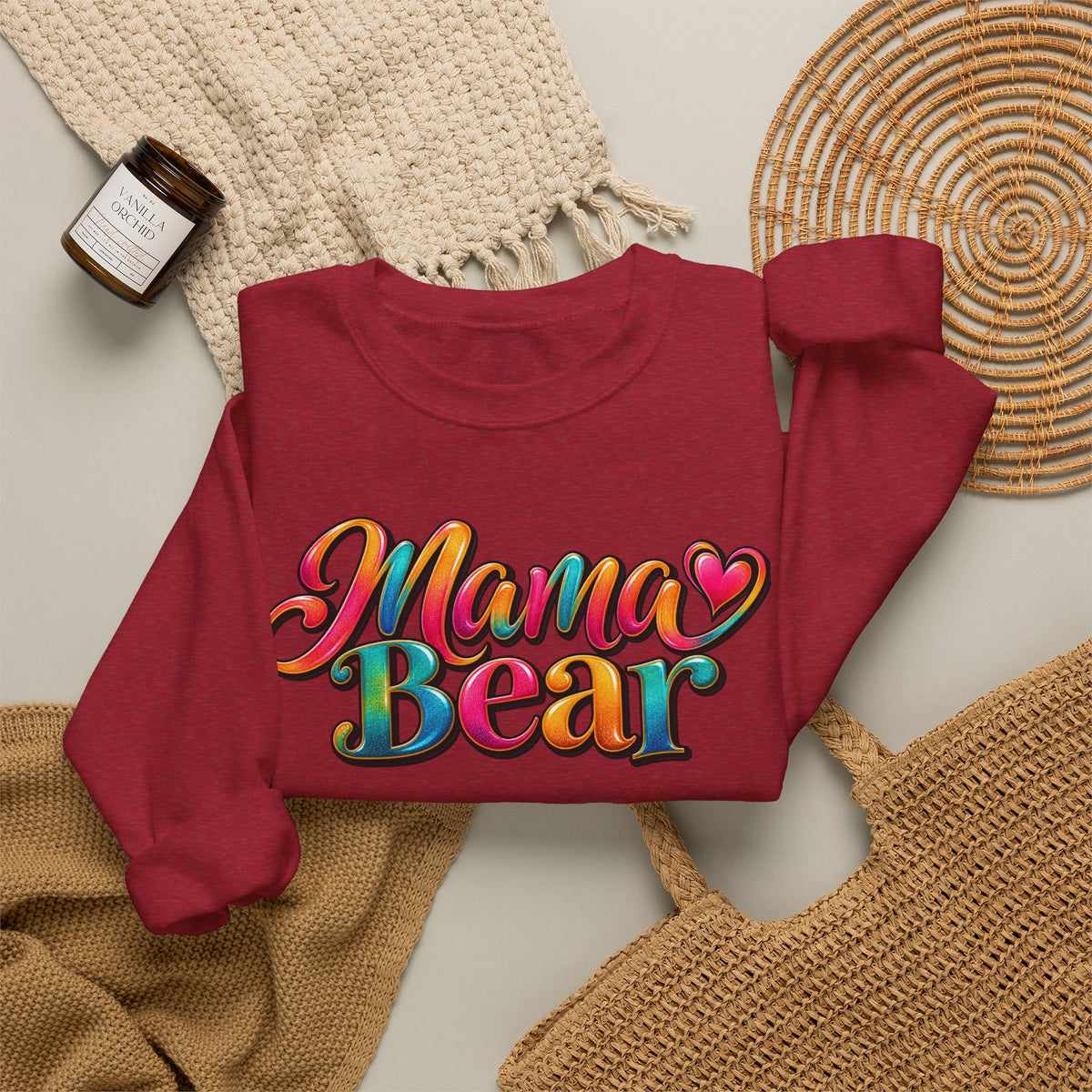 Mama Bear Crewneck Sweatshirt – Colorful Retro Mom Graphic