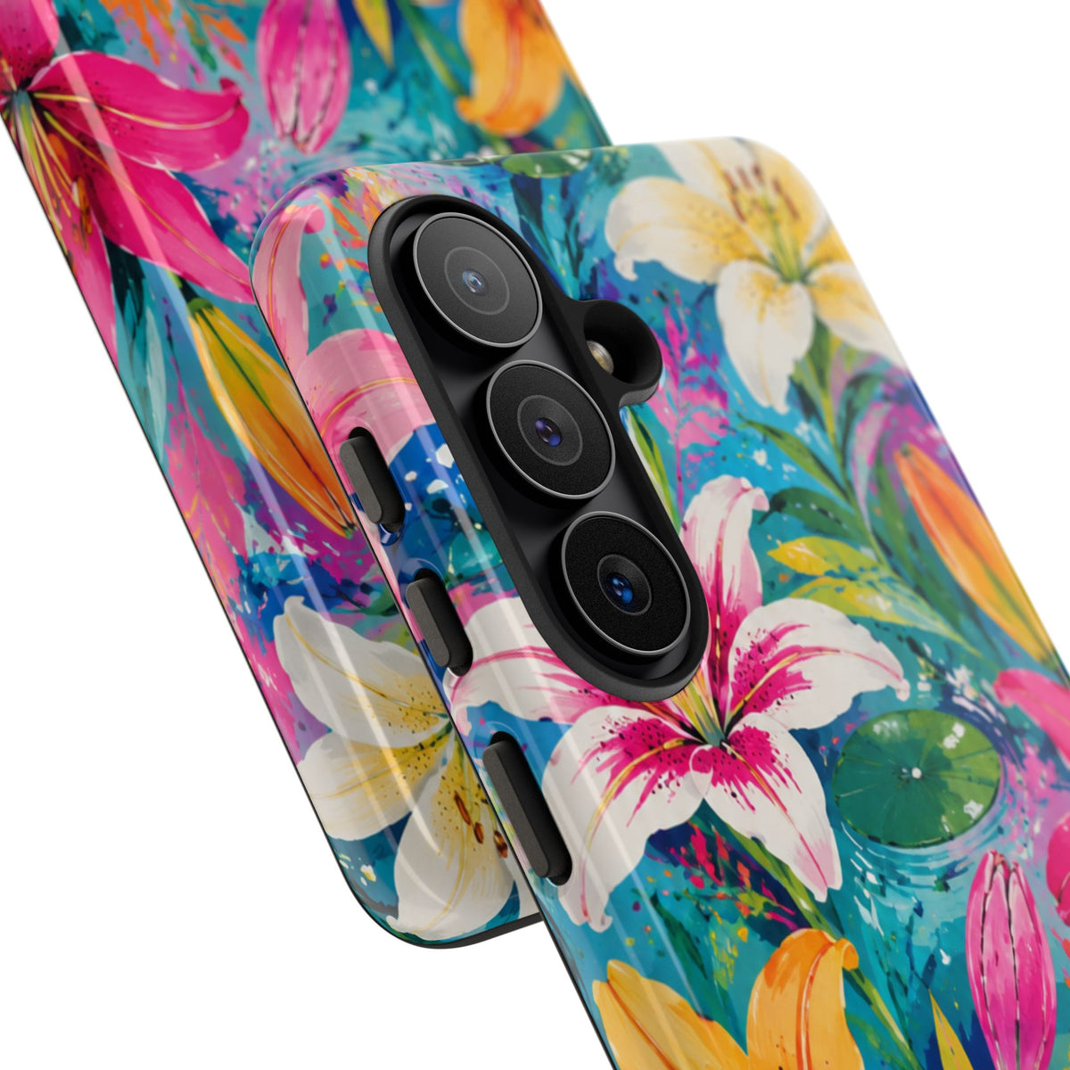 Floral Lily Tough Phone Case — Colorful Tropical Flower Protective Cover