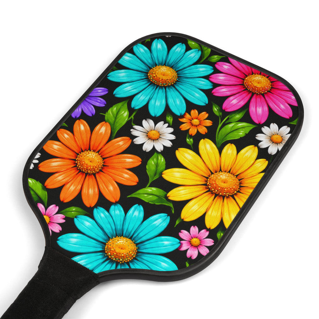 Floral Pickleball Paddle Set - Colorful Daisy Pickleball Kit (2 Paddles + Balls)