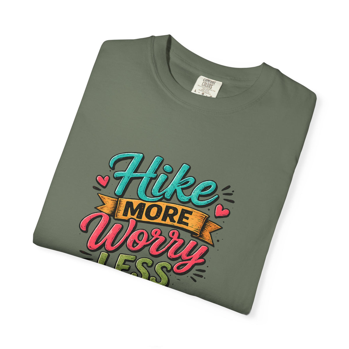 Hike More Worry Less T-Shirt | Hiking Backpack Trail Sign Tee