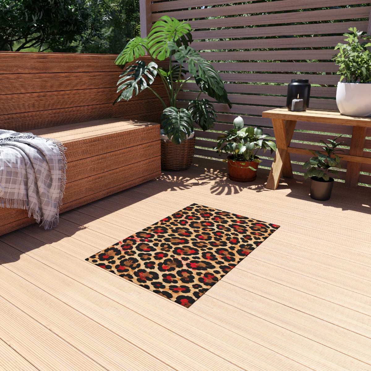 Leopard Print Outdoor Rug — Bold Animal-Print Patio Mat