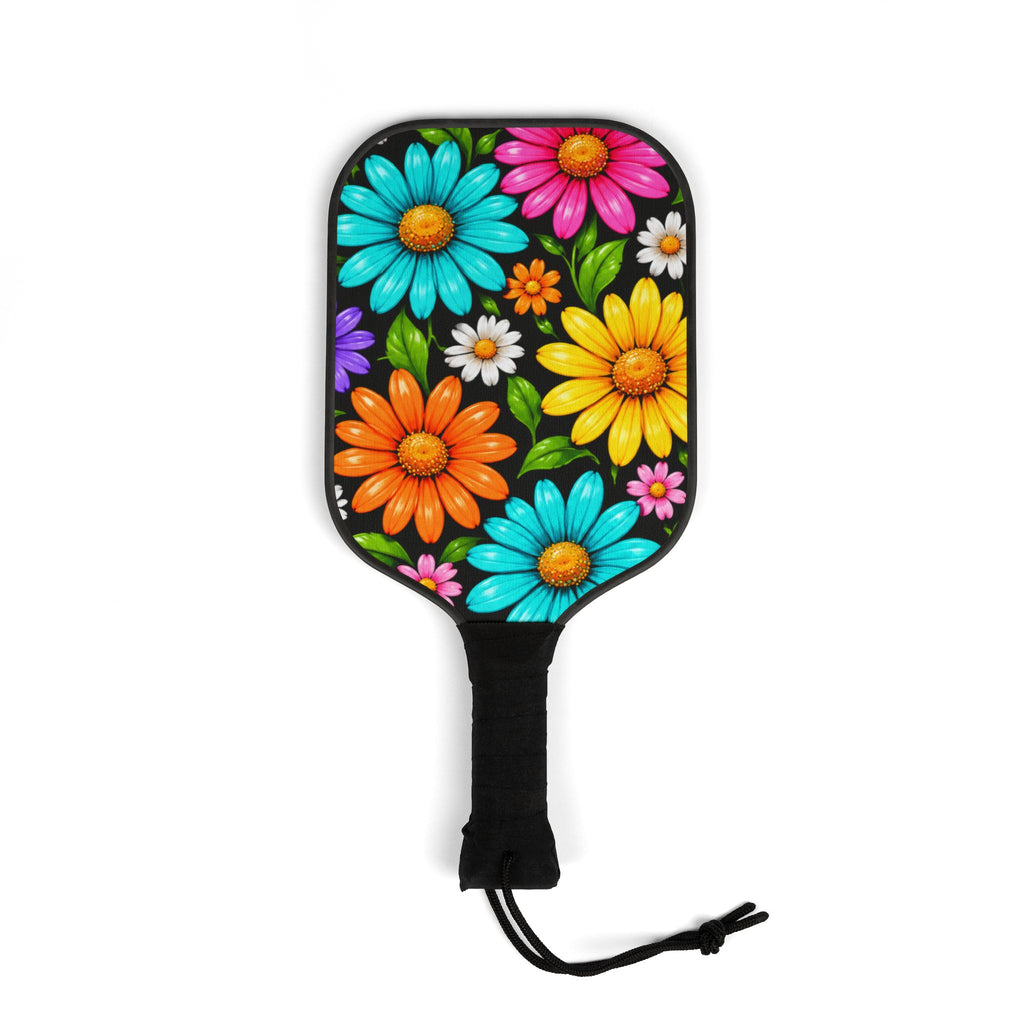 Floral Pickleball Paddle Set - Colorful Daisy Pickleball Kit (2 Paddles + Balls)