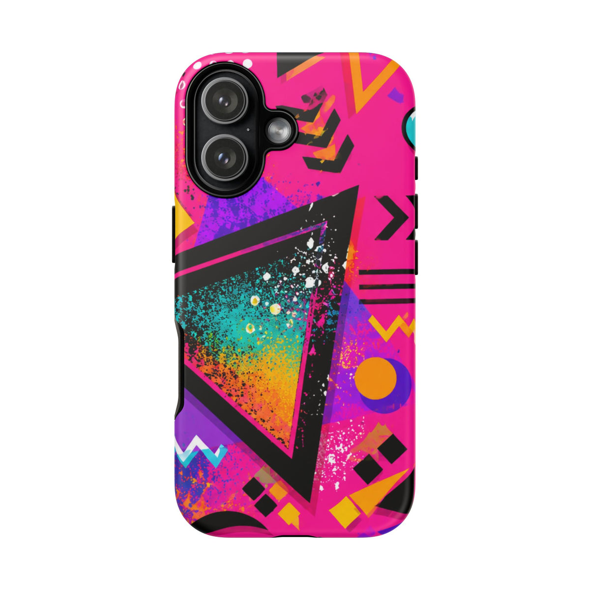Retro 80s Geometric Phone Case — Neon Triangle Tough Case
