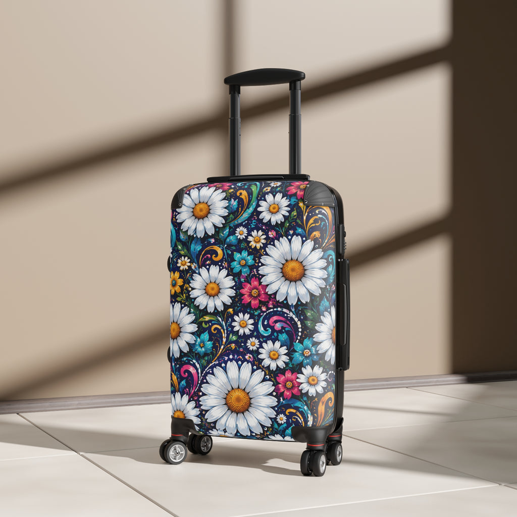 Daisy Blooms Carry-On Suitcase – Floral Hard-Shell Travel Luggage