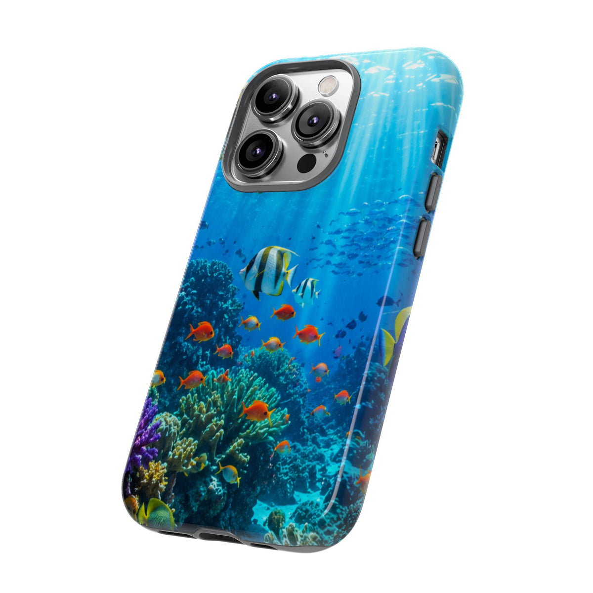 Underwater Ocean Life Tough Phone Case — Coral Reef & Sea Turtle Protective Cover
