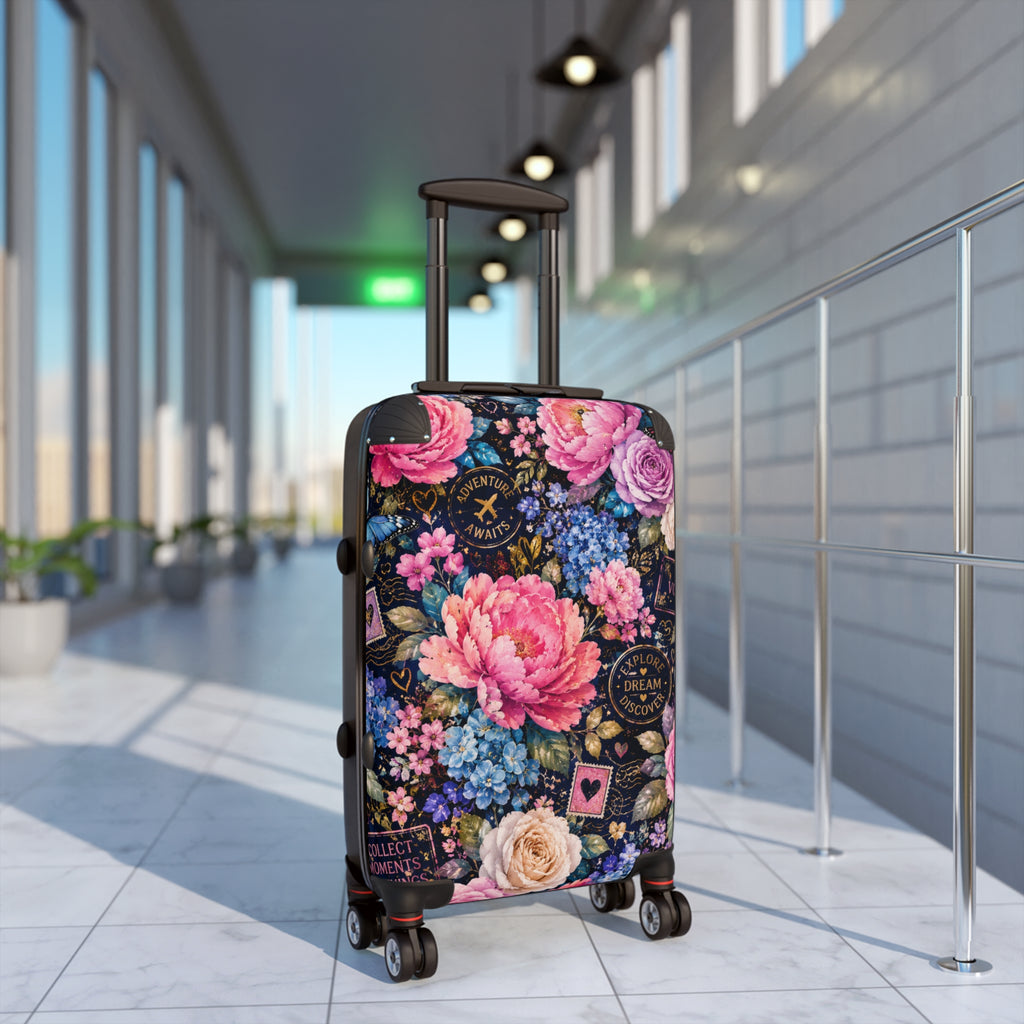 Floral Passport Dream Suitcase — Vintage Rose Carry-On Luggage