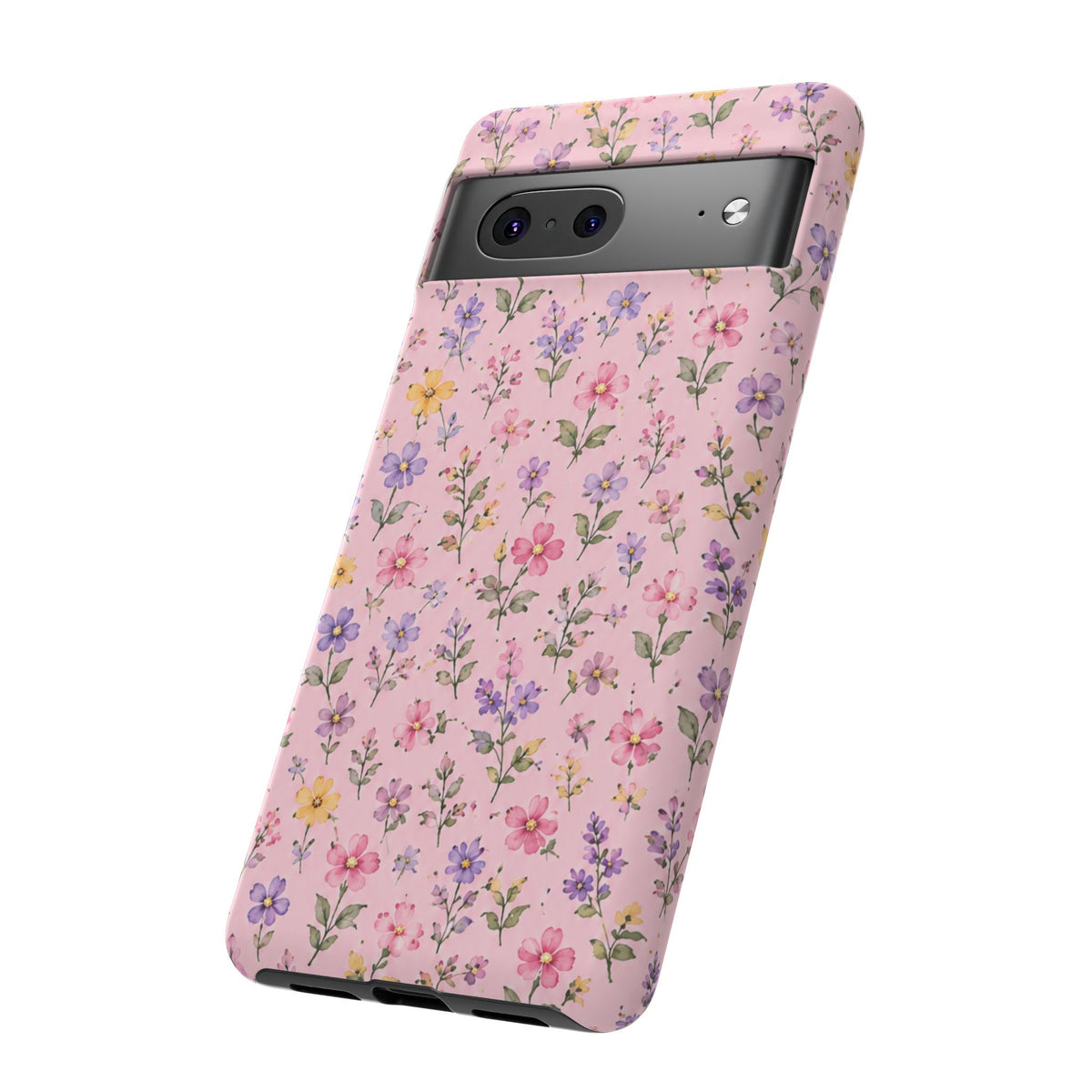 Floral Pink Tough Phone Case — Pastel Wildflower Protective Case
