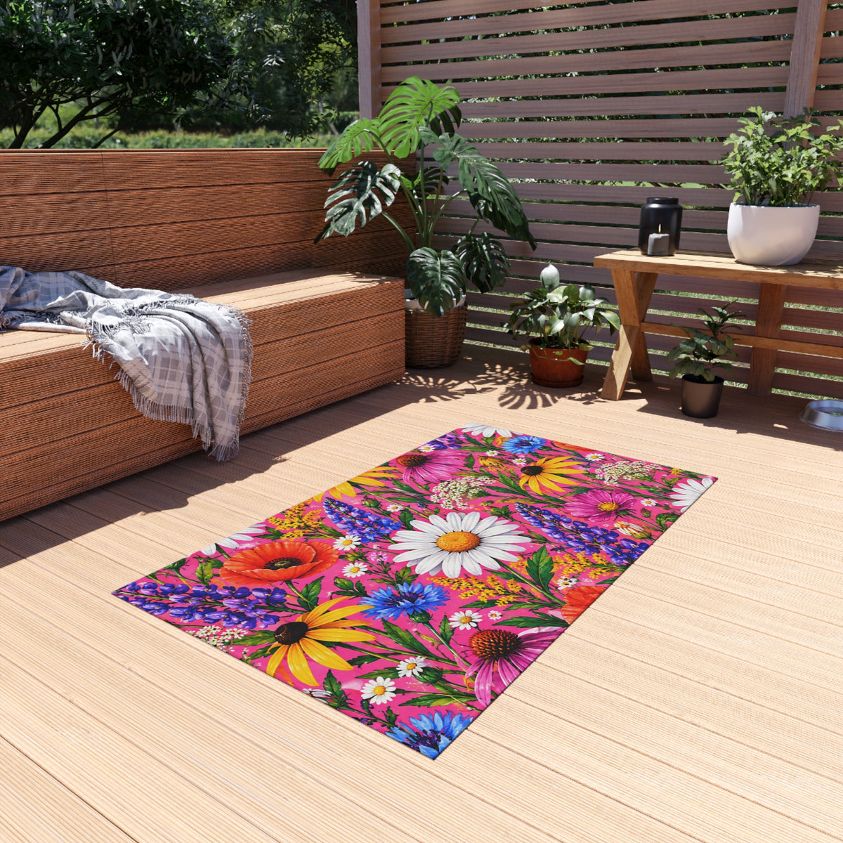 Wildflower Garden Outdoor Rug — Bright Floral Doormat for Patio & Porch