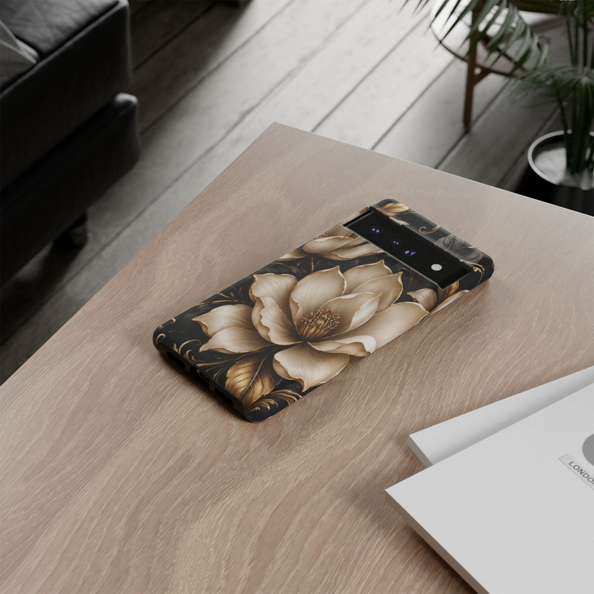 Floral Tough Case — Elegant Gold Magnolia Phone Case
