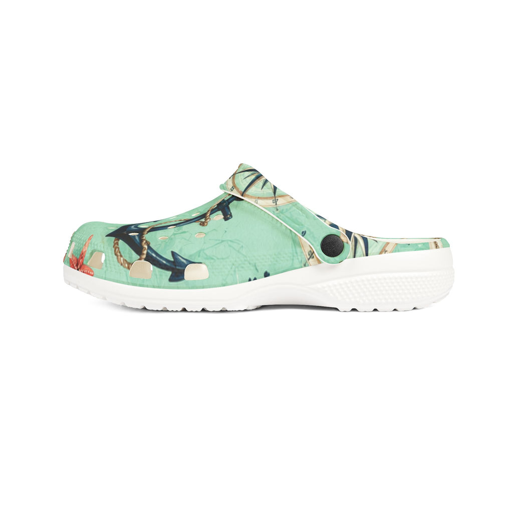 Sea Anchor Floral Clogs — Lightweight EVA Foam Garden Shoes