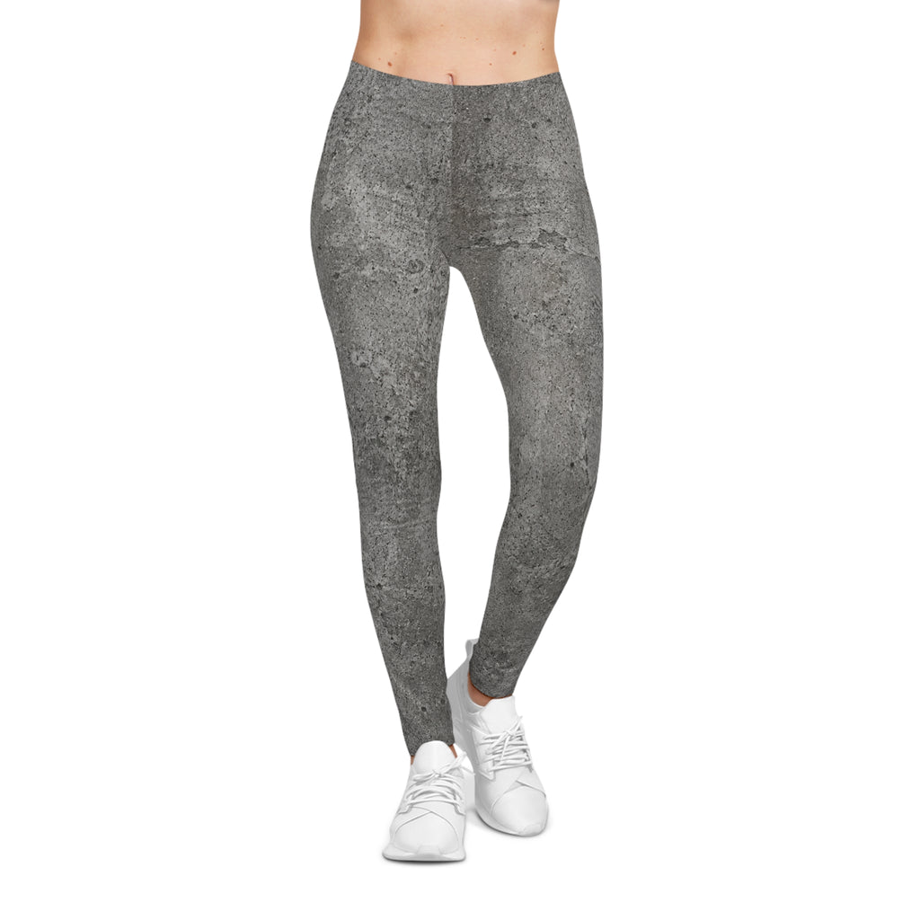 Concrete Texture Women's Leggings — Gray Urban Stone Print