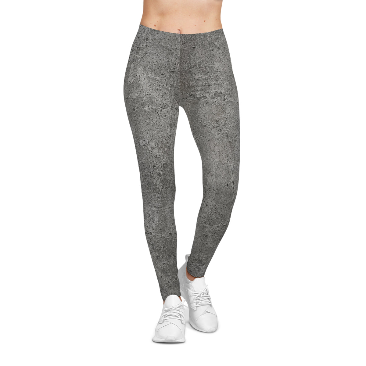 Concrete Texture Women's Leggings — Gray Urban Stone Print
