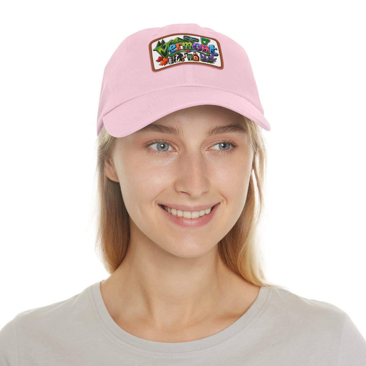 Vermont Patch Dad Hat | Leather Rectangle Patch, State Travel Cap