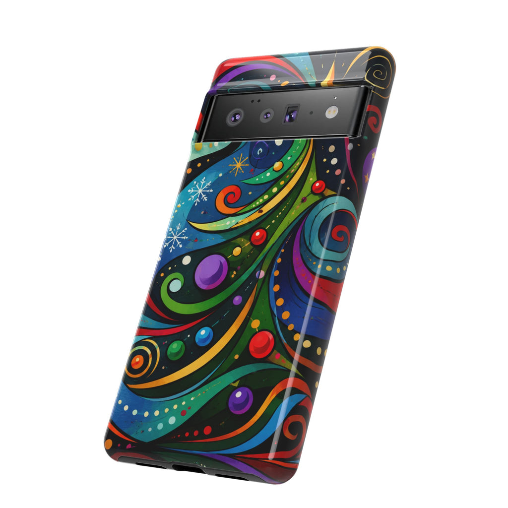 Colorful Swirl Christmas Tree Tough Phone Case
