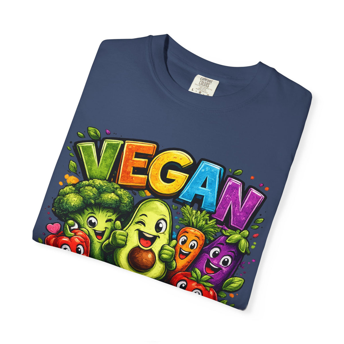 Vegan for Life T-Shirt | Colorful Cartoon Veggies Tee