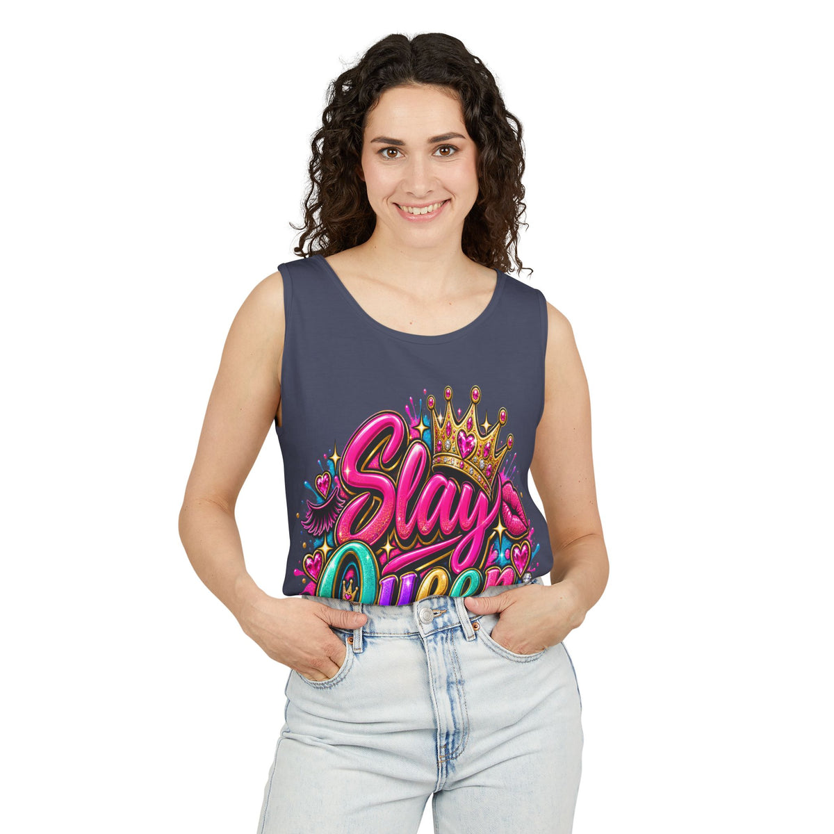 Slay Queen graffiti crown Tank Top | colorful lettering street art