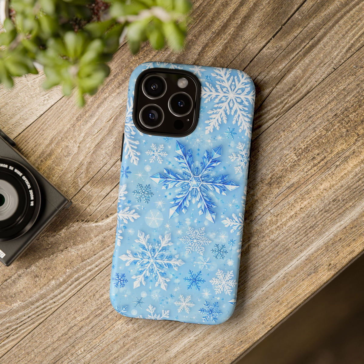 Winter Snowflake Tough Phone Case — Blue Holiday Protective Cover