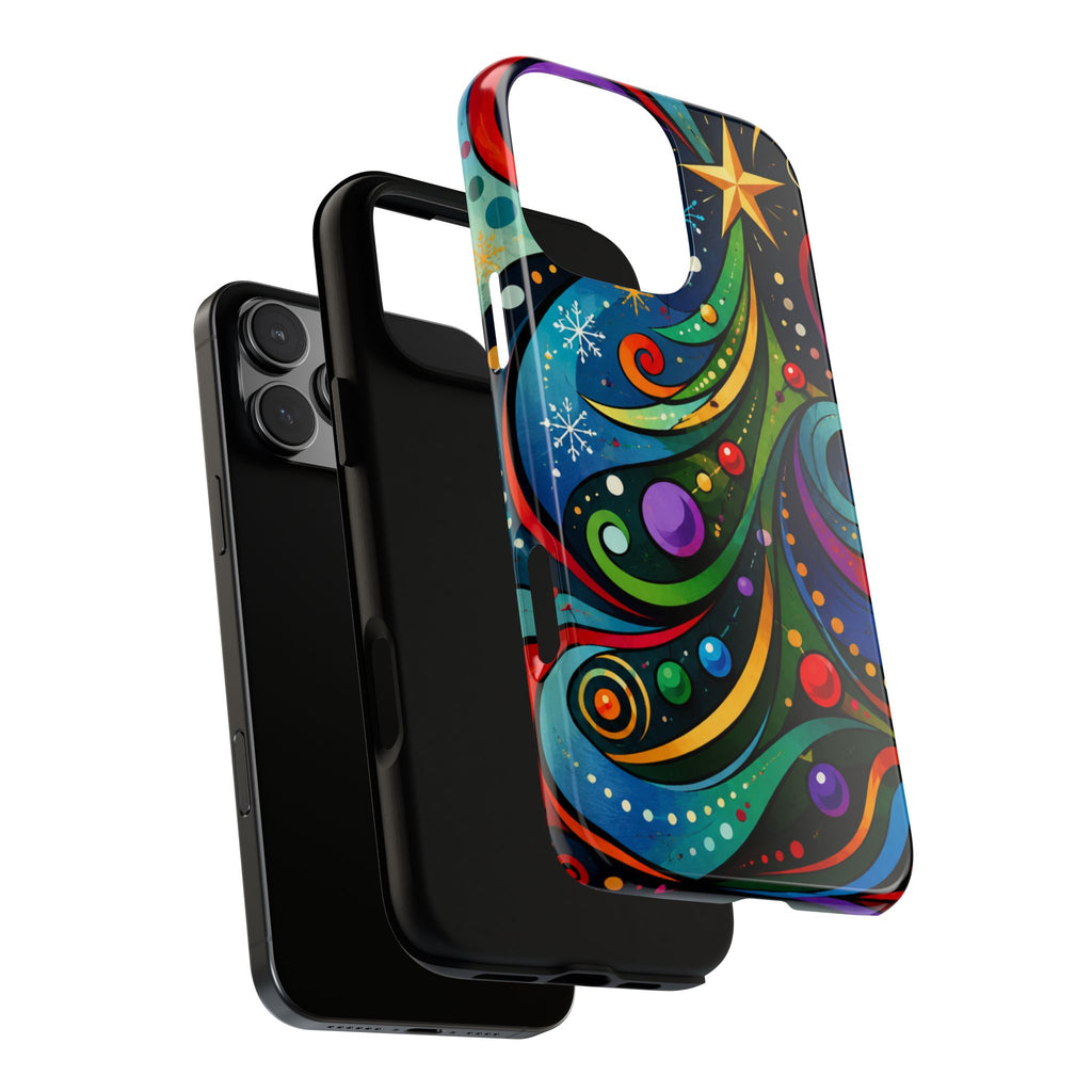 Colorful Swirl Christmas Tree Tough Phone Case