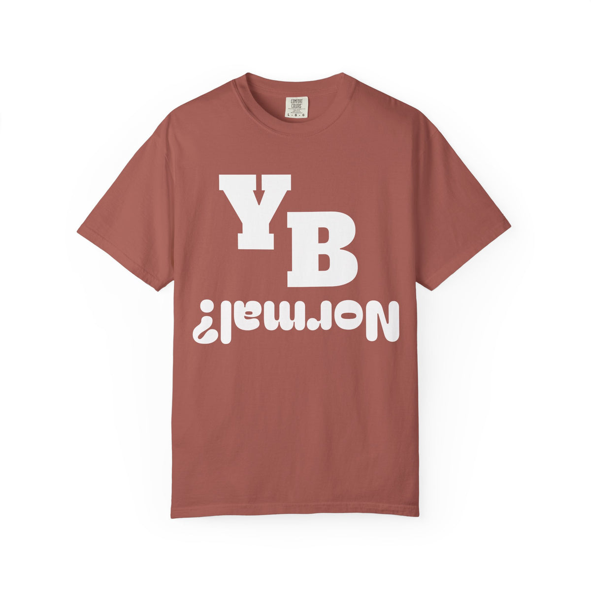 Funny 'YB ¿Normal?' Graphic T-Shirt — Upside-Down Retro Typography Tee
