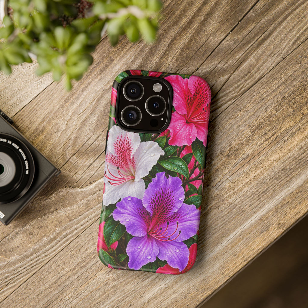 Floral Azalea Phone Case — Vibrant Pink & Purple Blossom Protection