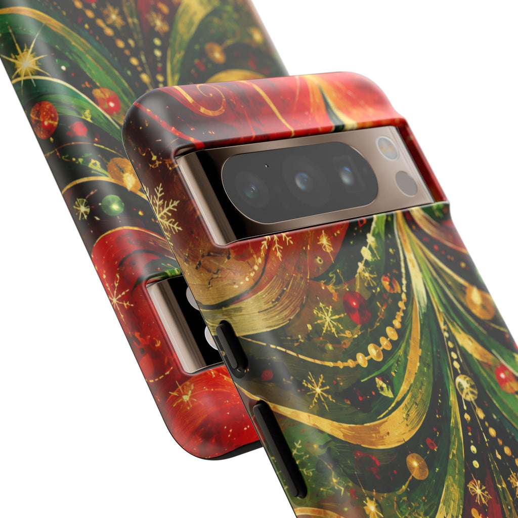 Christmas Tree Tough Phone Case — Festive Red & Green Holiday Phone Cover