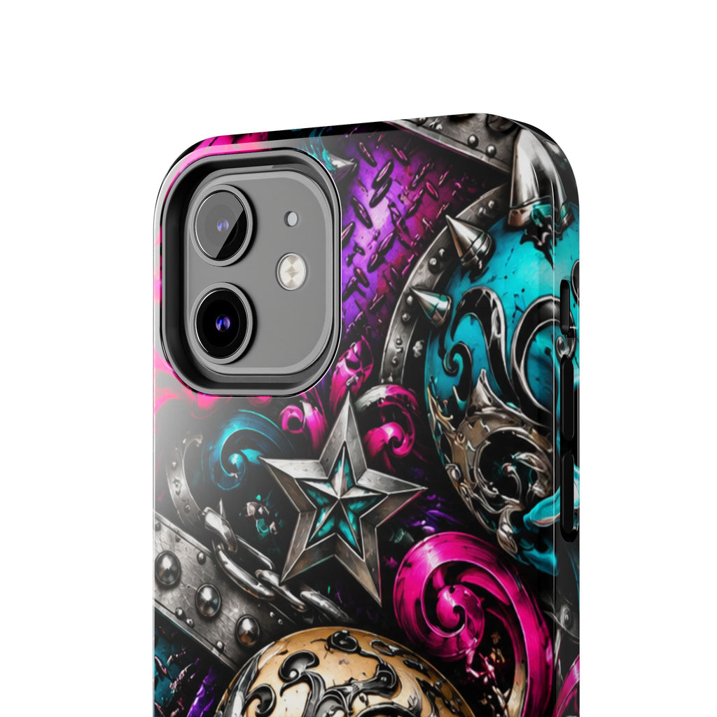 Skull & Stars Tough Phone Case | Colorful Gothic Skull Phone Case
