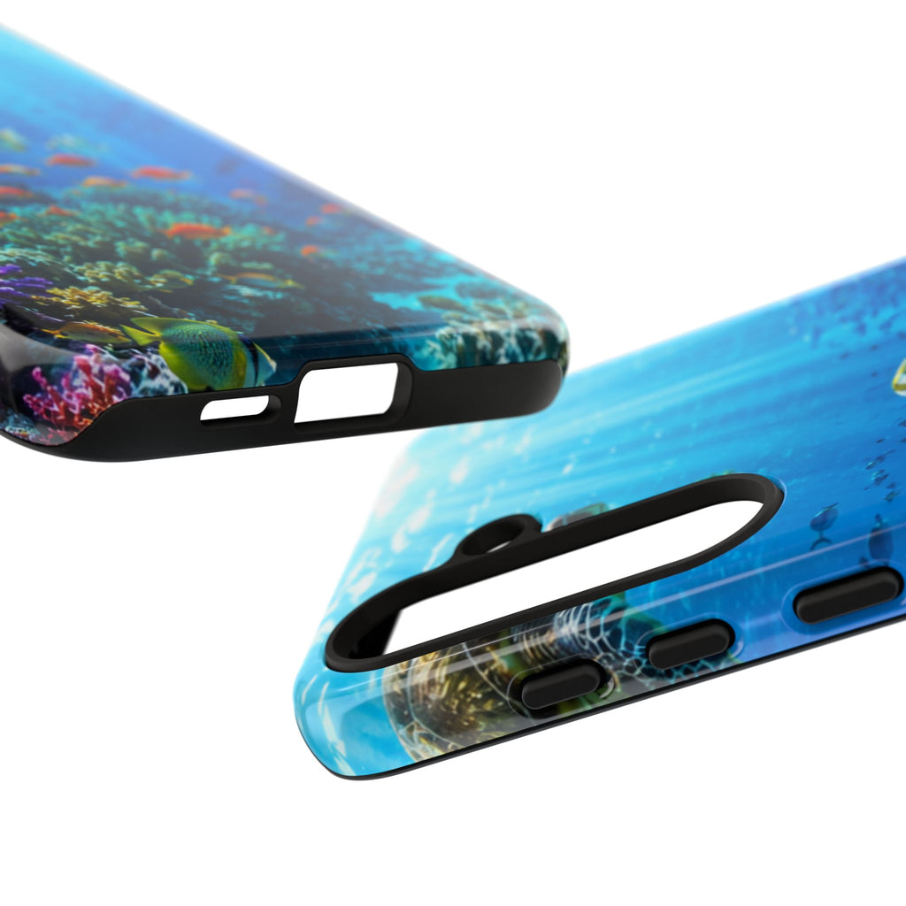 Underwater Ocean Life Tough Phone Case — Coral Reef & Sea Turtle Protective Cover
