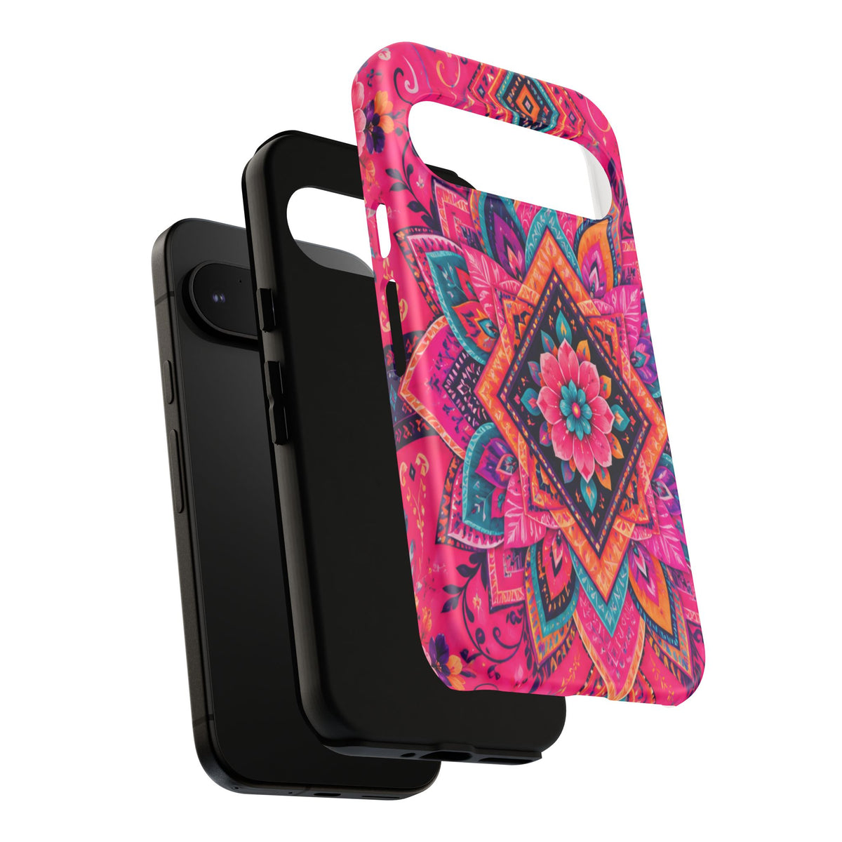 Floral Mandala Tough Phone Case — Pink Boho Protective Cover