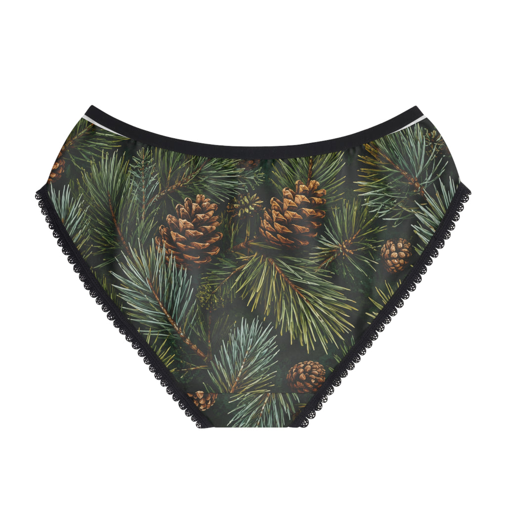 Pinecone Holiday Briefs — Women’s Pine Needle Patterned Panties
