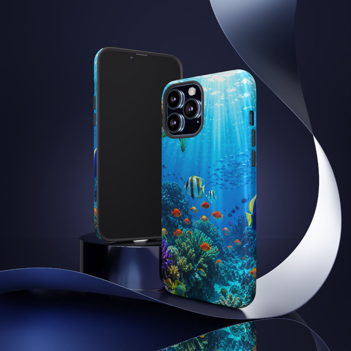 Underwater Ocean Life Tough Phone Case — Coral Reef & Sea Turtle Protective Cover